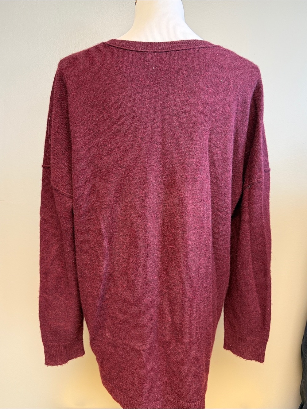 Catherine Malandrino 100% Cashmere Sweater Women's XL Burgundy Knit Top - Picture 4 of 6